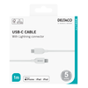 Lightning kabelis DELTACO USB-C - Lightning, 1m, Apple C94 chipset FSC ženklinta pakuotė, baltas / IPLH-451