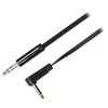 Mob. telefono kabelis DELTACO garso, 3.5mm-3.5mm kampinis, 1.0m, juodas lankstus / AUD-121
