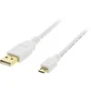 Mob. telefono kabelis DELTACO USB 2.0 "A-micro B", 1.0m, baltas / MICRO-100