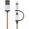 Deltaco Mob. telefono kabelis STREETZ USB-microUSB+Lightning, 1.0m, oranžinis / IPLH-241