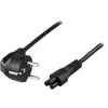 Prietaiso kabelis DELTACO įžemintas, LSZH,2m, kampinis CEE 7/7 į tikrai IEC 60320 C5, max 250V/10A, juodas / DEL-109NA-LSZH