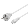 Prietaiso kabelis DELTACO įžemintas, tiesus CEE 7/7 į tiesų IEC 60320 C5, max 250V/2.5A, 2m, 3X0.75mm2, baltas / DEL-109NV