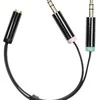 Adapteris DELTACO 3.5mm 4pin F - 2x3.5mm 3pin M, 0.1m, juodas lankstus / AUD-202