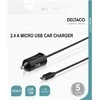 Automobilinis kroviklis DELTACO Micro USB, 2,4 A, 1 m kabelis, 12 W / USB-CAR129