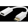 DELTACO DisplayPort kištukinis HDMI lizdas, DisplayPort dviejų režimų (DP ++), auksinis, 3840x2160 prie 60Hz, 0,2m, baltas / DP-HDMI44