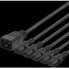 DELTACO IEC C20 - 5x IEC C13 maitinimo kabelis, 1m, 16A / 250V, Y-Splitter, b DEL-113M