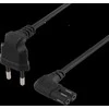 DELTACO kabelis, 1m, kampuotas CEE 7/16 - IEC 60320, juodas DEL-109BL