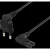 DELTACO kabelis, 2m, kampuotas CEE 7/16 - IEC 60320, juodas DEL-109BM