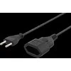 DELTACO neįžemintas kabelis, CEE 7/16 iki IEC 60906-1, 250V/2.5A 1m, juodas / DEL-109AC