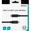 DELTACO USB 2.0 kabelis, C tipas - C tipas, 2m, juodas USBC-2002M