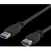 DELTACO USB 3.1 Gen1 prailginimo kabelis, USB-A male į USB-A female, 2m, juodas/ USB3-242