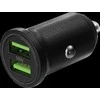 DELTACO USB automobilinis įkroviklis, 2x USB-A 18 W, greitas įkrovimas, viso 36 W juodas USB-CAR128