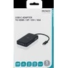 Deltaco USB-C į HDMI adapteris / DP / DVI / VGA, 4K, DP, juodas / USBC-Multi