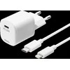 DELTACO USB sieninis įkroviklis, USB-C, PD 20 W, 1 m C - „Žaibas“ USBC-AC141