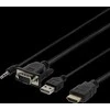 DELTACO VGA su audio į HDMI kabelis, VGA / HDMI / USB / 3.5mm, 1920x1080 at 60Hz, 1m, juodas VGA-HDMI16