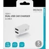 DELTACO 12/24 V USB įkroviklis su dvigubomis USB-A jungtimis, 2,4 A, 12 W, baltas USB-CAR125