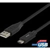 DELTACO USB 2.0 kabelis, Type C - Type A vyriškas, 0.5m, juodas / USBC-1003M