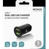 DELTACO USB automobilinis įkroviklis, 2x USB-A 18 W, greitas įkrovimas, viso 36 W juodas USB-CAR128