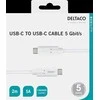 DELTACO USB-C - USB-C laidas, 5Gbit / s, 5A, 2M, baltas / USBC-1504M