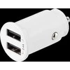 DELTACO 12/24 V USB įkroviklis su dvigubomis USB-A jungtimis, 2,4 A, 12 W, baltas USB-CAR125