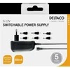 DELTACO universalus maitinimo šaltinis 100-240 V, 3-12 V, 600 mAh, 6 antgaliai PSR-06A
