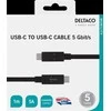 Kabelis DELTACO USB-C - USB-C, 5Gbit/s, 5A, 1M, juodas / USBC-1501M