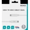 Kabelis DELTACO USB-C - USB-C, 5Gbit / s, 5A, 1M, baltas / USBC-1502M