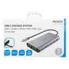 Įkrovimo stotelė DELTACO USB-C i HDMI / VGA / USB / RJ45 / SD, USB-C jungtis krovimui, 3840x2160, pilkas / USBC-HDMI18