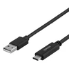 USB 2.0 kabelis DELTACO USB-A - USB-C male, LSZH, 2m, juodas / USBC-1006-LSZH