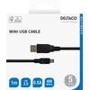 USB 2.0 mini B kabelis DELTACO tinka DSLR fotoaparatams, 1m, juodas / USB-24-K / 00140007