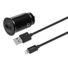 USB automobilinis įkroviklis DELTACO 1x USB-A 2,4 A, 1 m Lightning laidas, juodas / USB-CAR130