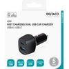 USB automobilinis kroviklis DELTACO 1x USB-A 18 W, 1x USB-C PD 45 W, viso 63 W / USBC-CAR123