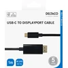 USB-C - DisplayPort kabelis DELTACO 4K UHD, paauksuotos jungtys, 1m, juodas / USBC-DP100-K / 00140012