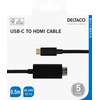 USB-C - HDMI laidas DELTACO 4K UHD, paauksuotas, 0,5m, juodas / USBC-HDMI1005-K / 00140018