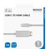 USB-C - HDMI kabelis DELTACO 4K UHD, paauksuotos jungtys,1m, baltas / R00140020