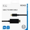 USB-C - HDMI kabelis DELTACO 4K UHD, paauksuotos jungtys, 2m, juodas / USBC-HDMI1020-K / 00140021