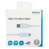 USB-C į USB-A kabelį, 1 m, 3A, USB 2.0, baltas DELTACO / USBC-1009M