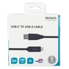 USB-C į USB-A kabelį, 2 m, 3A, USB 2.0, juoda DELTACO / USBC-1006M