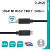 USB-C į USB-C laidas 10 Gbit/s 0.5m, 60W, 3A DELTACO juodas / USBC-1121M