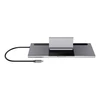 USB-C jungčių stotelė DELTACO USB-C maitinimo šaltinis, 85 W, 4K UHD @ 60Hz, DP, HDMI, VGA, RJ45, 3.5mm, 1 Gbit/s, pilka / USBC-DOCK2