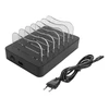 USB įkrovimo stotelė DELTACO skirta 6 įrenginiams, 5x USB-A, 1x USB-C PD, greitas krovimas, 50 W, juoda / DPS-0200