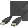 USB ilginimo kabelis DELTACO USB-A male - USB-A female, 2m, juodas / USB2-12S-K / R00140002