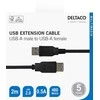 USB ilginimo kabelis DELTACO USB-A male - USB-A female, 2m, juodas / USB2-12S-K / R00140002