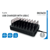 USB krovimo stotelė DELTACO skirtas 8 prietaisams, 6x USB-A, 2x USB-C PD, greitas krovimas, 75 W, juodas / DPS-0201