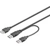Goobay USB maitinimo kabelis DELTACO Y 2xType A ha, 1xType A female, 0.3m, juodas / USB2-16