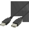 USB prailginimo kabelis DELTACO USB-A male - USB-A female, 3m, juodas / USB2-13S-K / R00140003