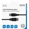 USB prailginimo kabelis DELTACO USB-A male - USB-A female, 3m, juodas / USB2-13S-K / R00140003