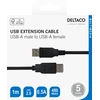 USB prailginimo kabelis DELTACO USB-A male - USB-A female, 1m, juodas / USB2-15S-K / R00140004