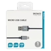 USB sinchronizavimo / įkrovimo kabelis, pintas, USB-A ma - USB Micro B ma, 2m, 2.4A, USB 2.0 DELTACO juodas / MICRO-113F