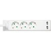 Bikuvalt Įžemintas ilgiklis DELTACO su 2x USB-A and 3x CEE 7/3 lizdais, apsaugota nuo vaikų, 1,5 m, baltas / GT-0310
